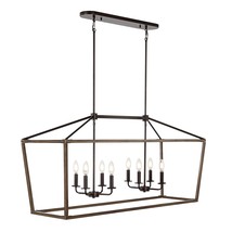 Oriana 46&quot; 8-Light Iron Farmhouse Industrial Lantern Led Pendant Rustic Bohemian - £246.12 GBP