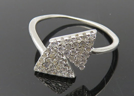 925 Sterling Silver - Shiny White Topaz Triangle Bypass Band Ring Sz 8 -... - $31.78 CAD