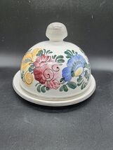 Gmundner Keramik -Austria -Covered Cheese Butter Dish Cloche Floral No D... - $43.65