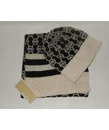 MICHAEL KORS,SCARF HAT SET MK LOGO 2 PC. -BLACK/VANILLA REVERSIBLE AUTHE... - $74.99