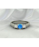 Natural Blue Topaz Gemstone Solitaire Women Ring, 925 Silver Handmade Je... - €49,59 EUR