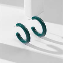 Green Resin &amp; Silver-Plated Huggie Earrings - $12.99