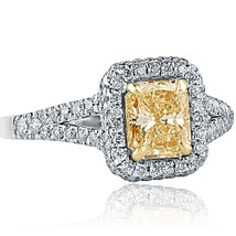 1.61 Carat VS/1 Radiant Natural Yellow Diamond Engagement Ring 18k White Gold - $3,157.11