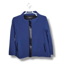 Women’s Lafayette 148 Virgin Wool  Genuine Leather Trim Blue Jacket Size... - $45.95