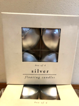 Pier One 1 Metallic Silver Floating Candles Xmas Votive New Year New Nwt Box 4 - £9.53 GBP