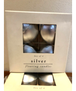 PIER ONE 1 Metallic Silver FLOATING CANDLES  Xmas Votive New Year New NW... - £8.48 GBP