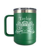 Taylor Irish Coat of Arms Stainless Steel Green Travel Mug with Handle - €23,74 EUR Taylor Irish Coat of Arms Stainless Steel Green Travel Mug with Handle - €23,74 EUR