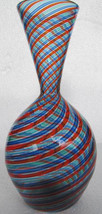 Murano Swirled Blue, Red &amp; Turquoise Venetian Style Large Bulbous Glass Vase Dis - £232.36 GBP