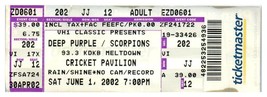 Deep Purple Scorpions Concert Ticket Stub June 1 2002 Phoenix Arizona - £13.65 GBP