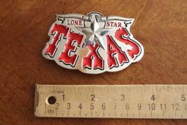Texas The Lone Star State Cowboys TX Longhorn 3.3&quot;x2.25&quot; Belt Buckle Red... - $9.50