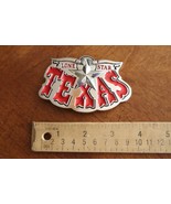 Texas The Lone Star State Cowboys TX Longhorn 3.3&quot;x2.25&quot; Belt Buckle Red... - $177.47 MXN