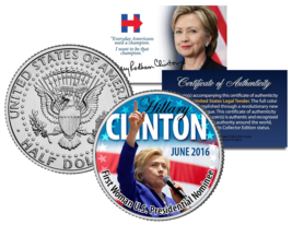 Hillary Clinton 1st Woman Us President Nominee 2016 Kennedy Jfk Half Dollar Coin - £6.76 GBP