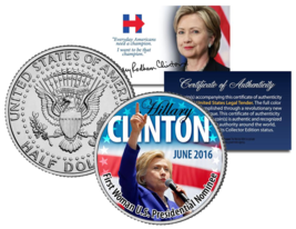 HILLARY CLINTON 1st Woman US President Nominee 2016 Kennedy JFK Half Dol... - $8.56