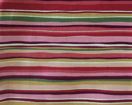Braemore Fabric Stripe Multi color red orange maroon green pink 63" x 54" USA - $24.70