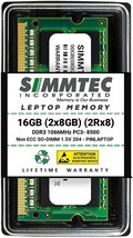 Simmtec RAM 16GB (2 X 8GB) DDR3 1066MHz PC3-8500 Ordinateur Portable Sodimm Kit - $60.80
