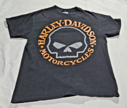 Harley Davidson Motorcycles Skull T Shirt Youth Small black short sleeve - £7.30 GBP