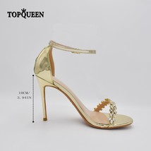 TOPQUEEN Silver Open Toe High Heels  The Flowers Bride Wedding Shoes Woman Party - £102.02 GBP