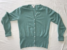 Marshall Fields Womens Cardigan Sweater Aqua Green 100% Cashmere L/S  Small - £38.34 GBP