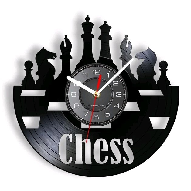 Vinyl Wall Clock Chess Master Home Office Decor Gift - $38.99+