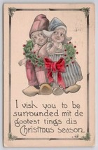 Dutch Children Christmas Greeting Hand Colored Postcard C39 - $8.95