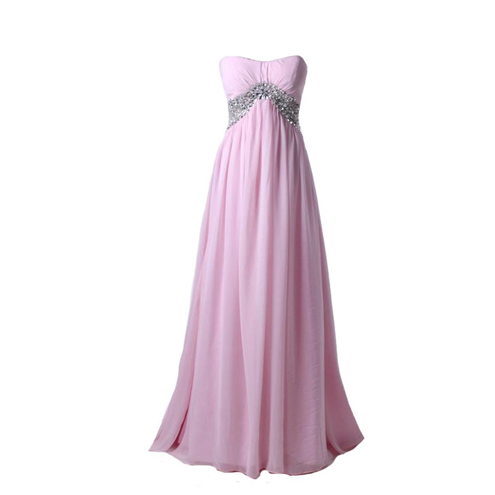 Kivary Women's Chiffon A Line Crystals Empire Sweetheart Tie Back Prom Evening B