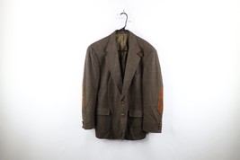 Vtg 70s Streetwear Mens 44R Wool Tweed Houndstooth Elbow Patch Suit Jacket USA - £78.81 GBP