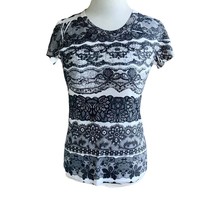 Rue 21 Ladies Ss White Black Abstract Top Tee Tshirt Tunic M - £9.90 GBP