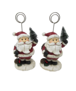 Christmas Photo Place Card Holder Santa Claus w/ Tree Resin Rustic Lot of 2 - $15.99