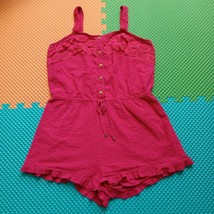 Sperry Womens Red Eyelet Romper Size XL Button Down Cinched Waist Casual Wear - $23.55