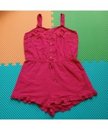 Sperry Womens Red Eyelet Romper Size XL Button Down Cinched Waist Casual... - $23.55