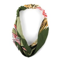 Nollia Ladies Criss Cross Elastic Stretch Headband Green Tropical Flower - $10.69