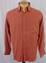 Bugatchi Uomo Medium Orange Striped Long Sleeve Men&#39;s Dress Shirt - £9.29 GBP