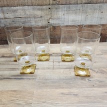 MCM Federal Glass Nordic Topaz Square Footed 12oz Beverage Glasses - Set... - $44.79