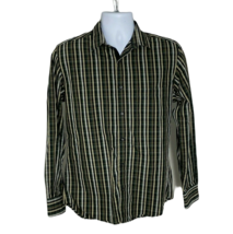 Perry Ellis Men&#39;s Button Up Collared Dress Shirt ~ Sz S ~ Green ~ Striped - $22.49