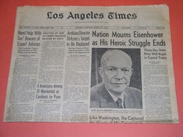 Eisenhower Death Tragedy Newspaper Vintage 1969 March 28 - £31.23 GBP