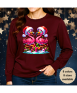 Flamingo Christmas Shirt – Cute Tropical Holiday Long Sleeve T-Shirt Uni... - $479.81 MXN+