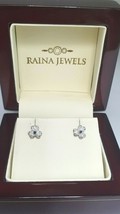 18ct White Gold Sapphire &amp; Diamond Earring 0.20 cts Child friendly safe &amp; secure - $408.65