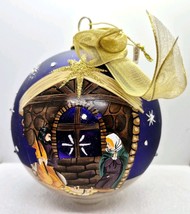 2007 Pier One Blown Glass Hand Painted Nativity Scene Large Ornament  - $279.41 MXN
