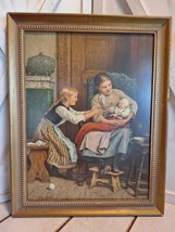 Albert Anker Vtg Painting/Print &quot;The First Smile&quot; In A 15.25&quot;X19.5&quot; Frame Signed - £39.14 GBP