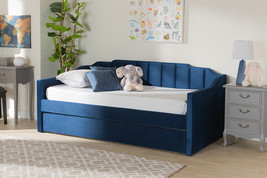 Naresh Navy Blue Velvet Fabric Upholstered Twin Size Daybed w/Trundle - $14,140.52 MXN