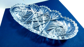 VTG American Brilliant Period Pinwheel Cut Crystal Glass Oval Bowl Celer... - $39.60