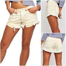 Free People Loving Good Vibrations Cotton Frayed Denim Shorts - $40.00