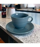 Fiestaware Fiesta Homer Laughlin China Cup and 6&quot; Saucer Set Blue USA - £14.38 GBP