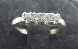 Vintage 14k White Gold 4 Diamond .20ct Wedding Band Ladies Sz 4 Ring 2.3... - $277.19