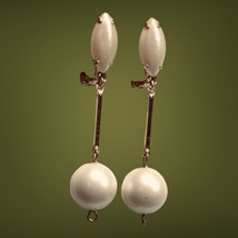 Vintage Lewis Segal California Drop Dangle Clip On Earrings Faux Pearls - £19.92 GBP