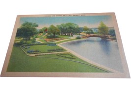 Vintage Postcard unposted 40s Linen Lagoon Belle Island Detroit Michigan - $111.60 MXN