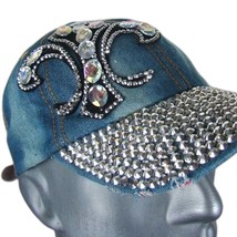 Bling Rhinestone Distressed Denim Jean Hat Cap - $17.36