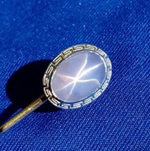 Earth mined Star Sapphire Deco Pin Gatsby era Antique Platinum 14k gold ... - £4,317.54 GBP