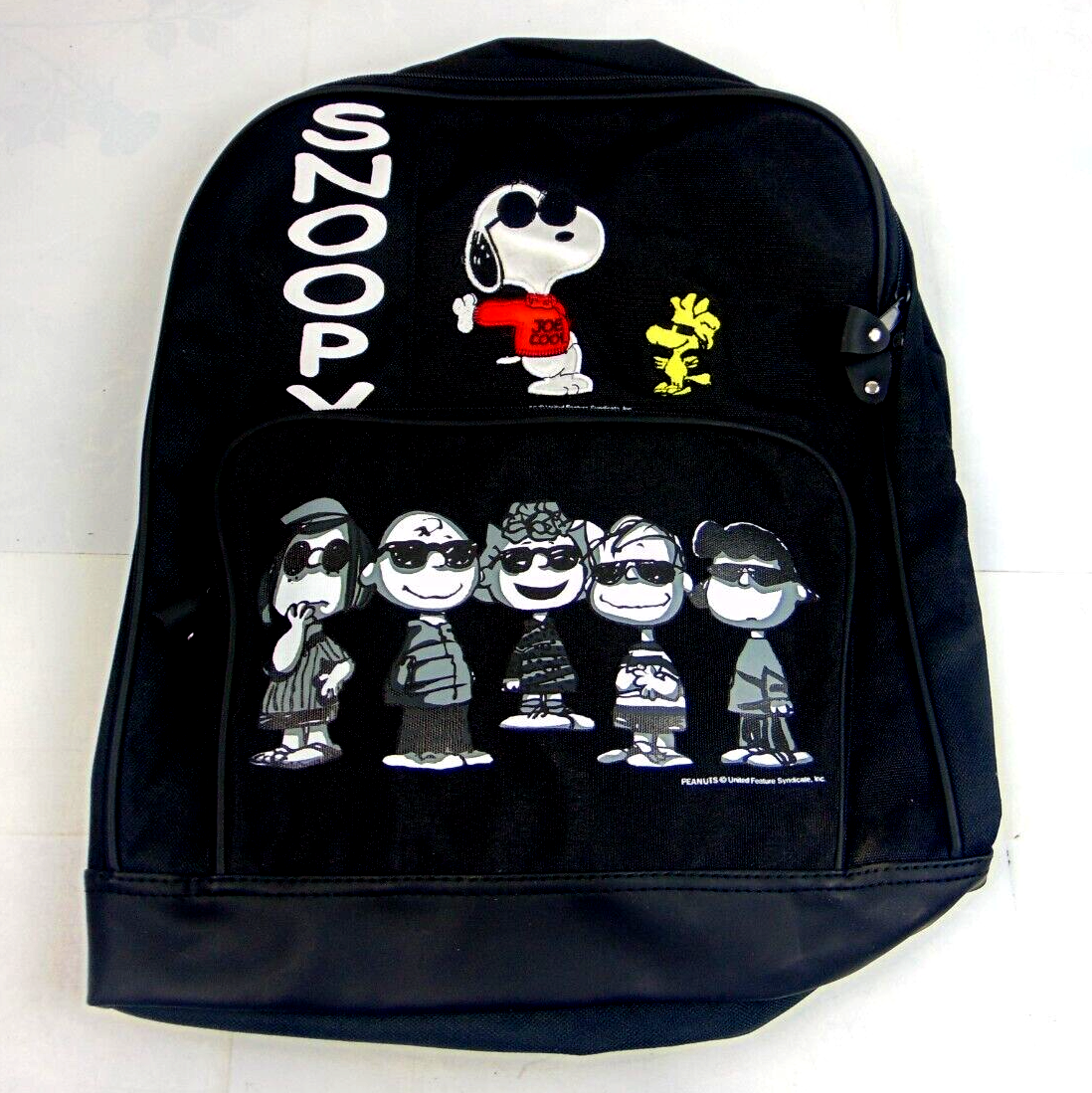 Vintage Peanuts Snoopy And The Gang Black Backpack Nwt - £155.95 GBP