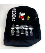 Vintage Peanuts Snoopy And The Gang Black Backpack Nwt - £155.69 GBP